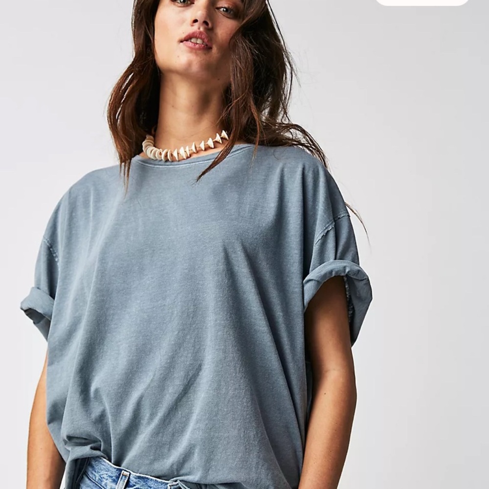 Free People (Ivory) Boxy Oversized Short Sleeve T-Shirt NWT